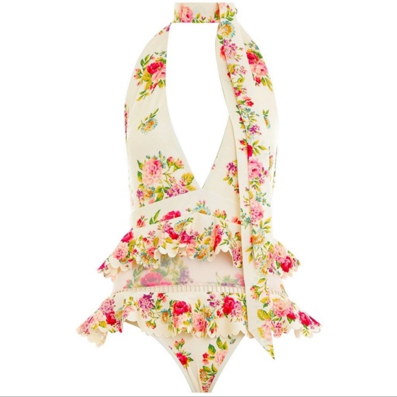 Zimmermann ruffle trim floral lace details swimsuit sz - Picture 5 of 17